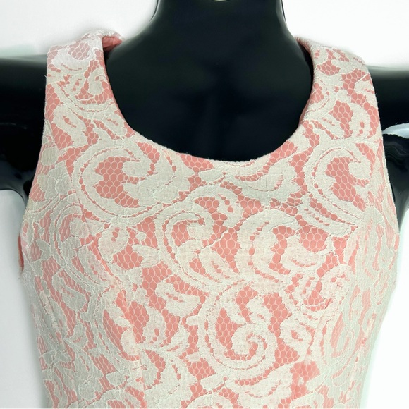 Pink and White Lace Midi Dress - Picture 6 of 10